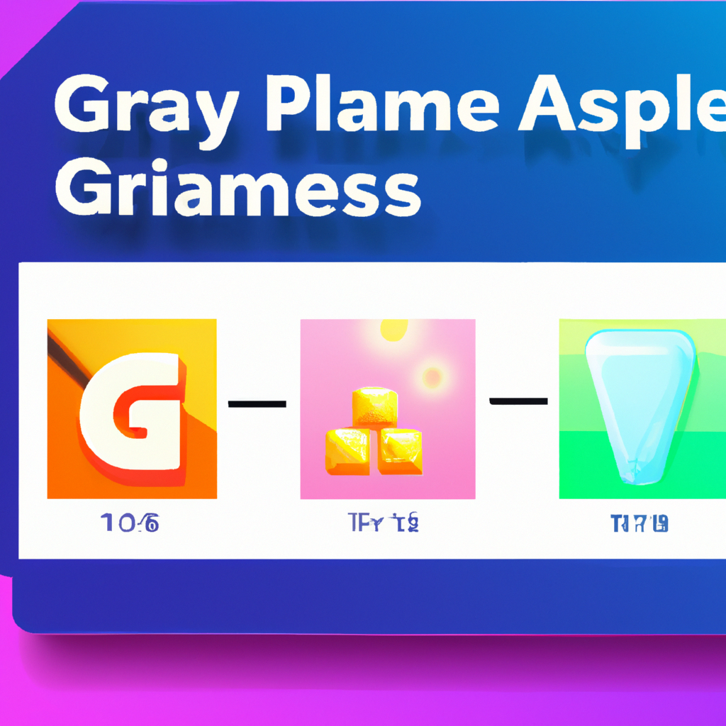 Pillars visualization: three neon icons representing play, create, share